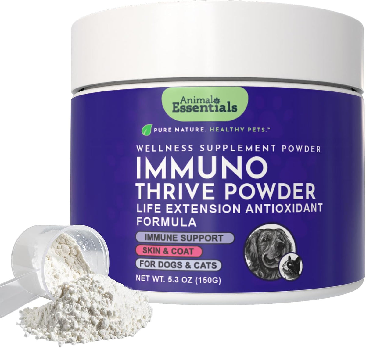 Animal Essentials Immuno Thrive Supplement Powder for Dogs & Cats, 5.3-oz