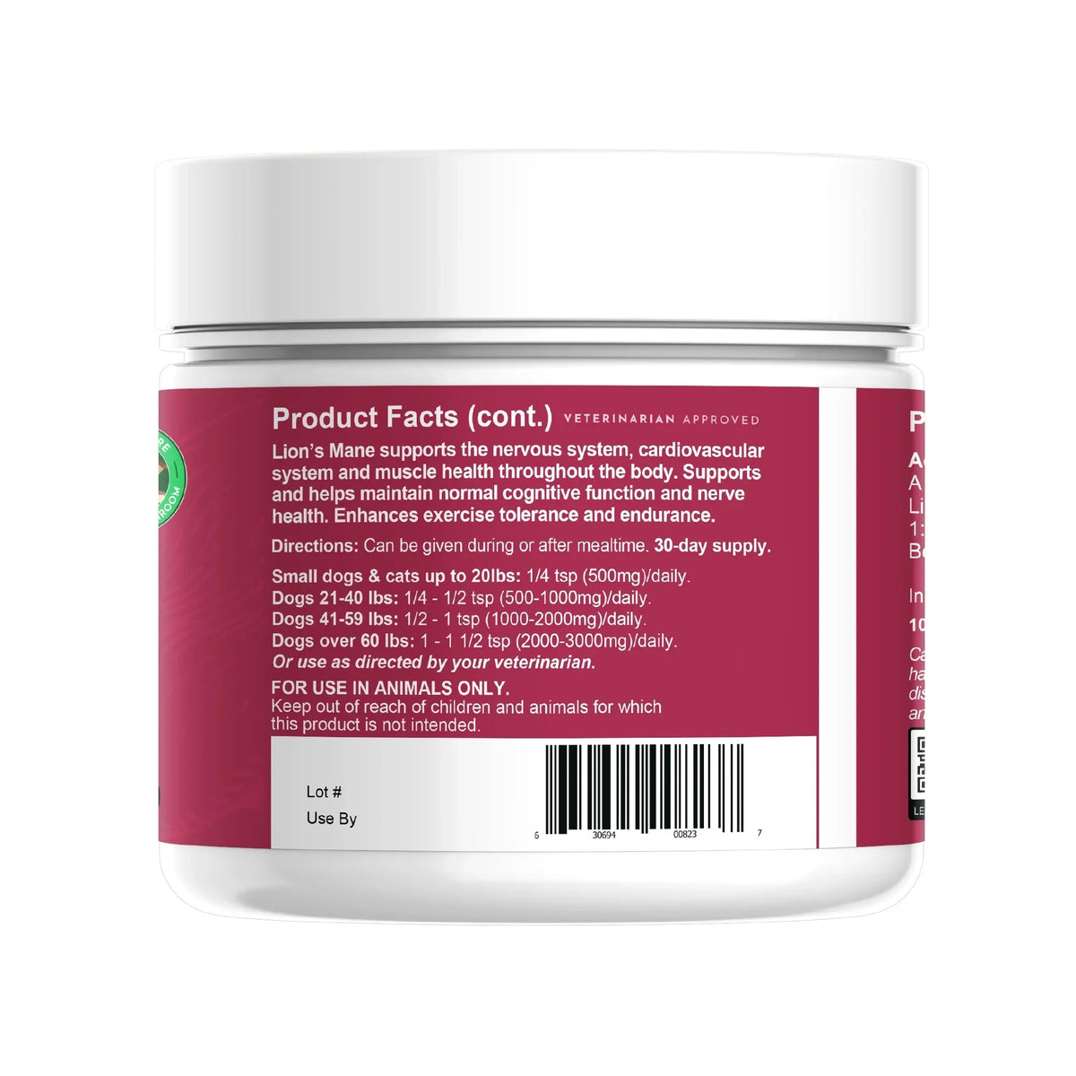 Animal Essentials Lion's Mane Mushroom Focus Cardiovascular Support for Dogs & Cats, 1.8-oz