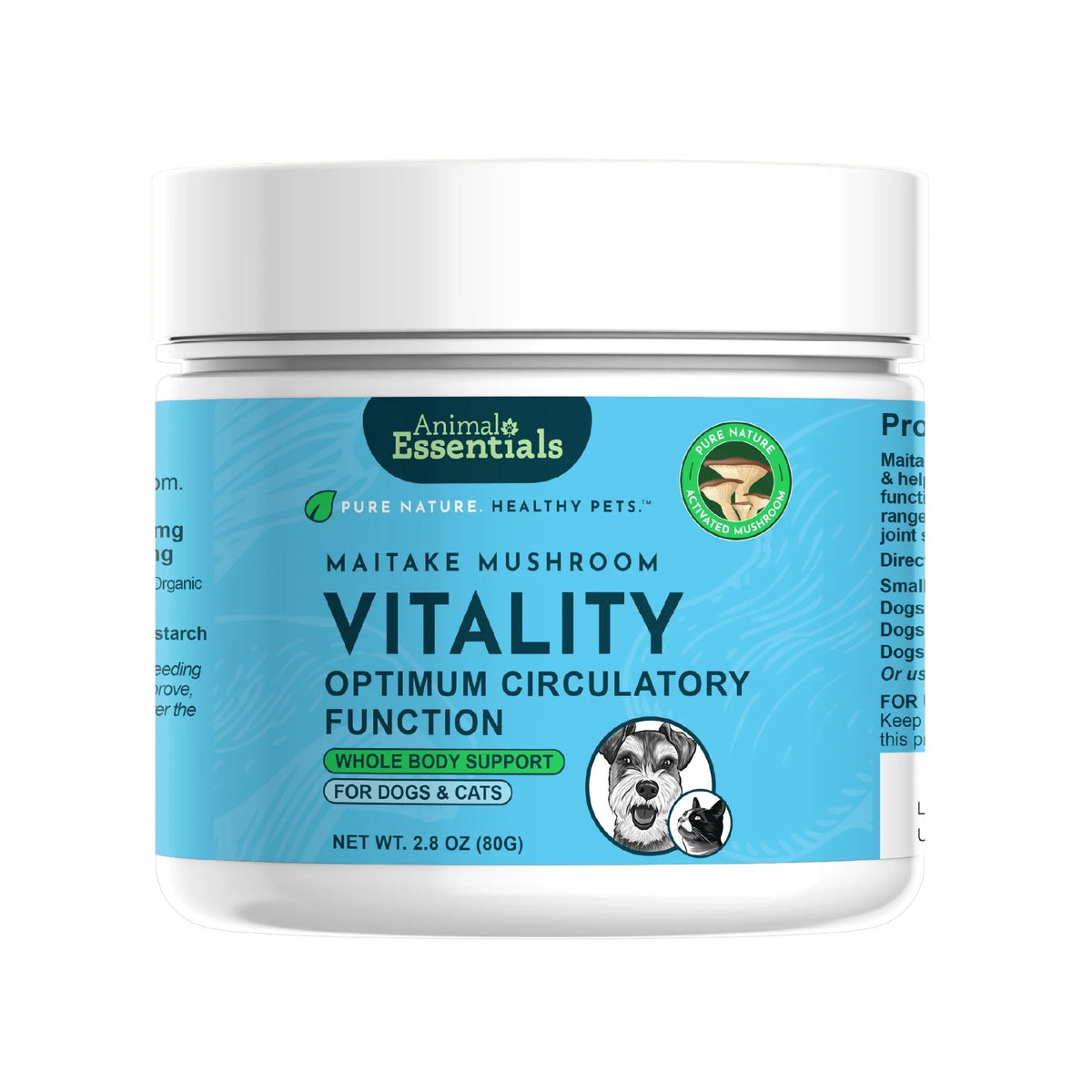 Animal Essentials Maitake Mushroom Vitality Optimum Circulatory Function for Dogs & Cats, 2.8-oz