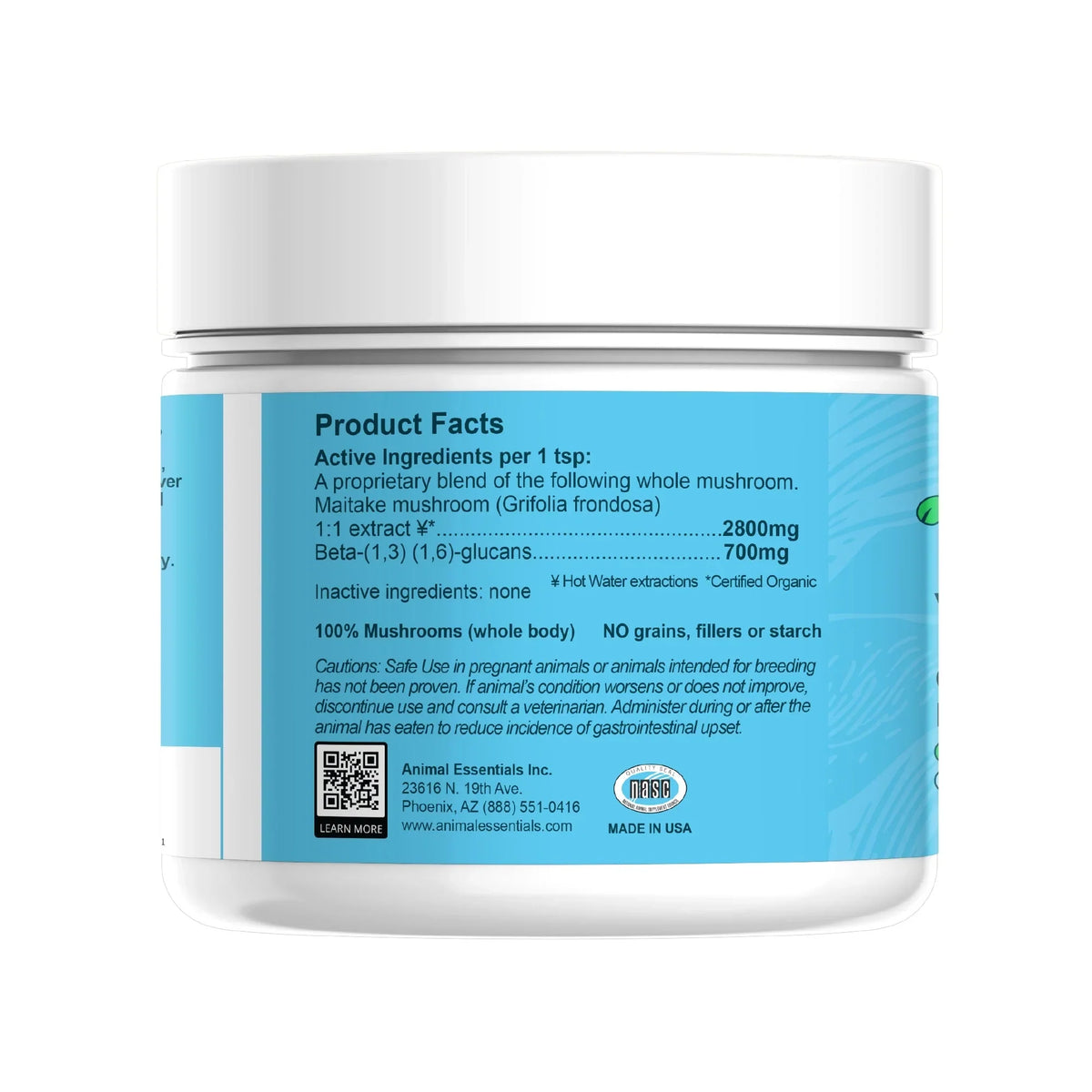 Animal Essentials Maitake Mushroom Vitality Optimum Circulatory Function for Dogs & Cats, 2.8-oz