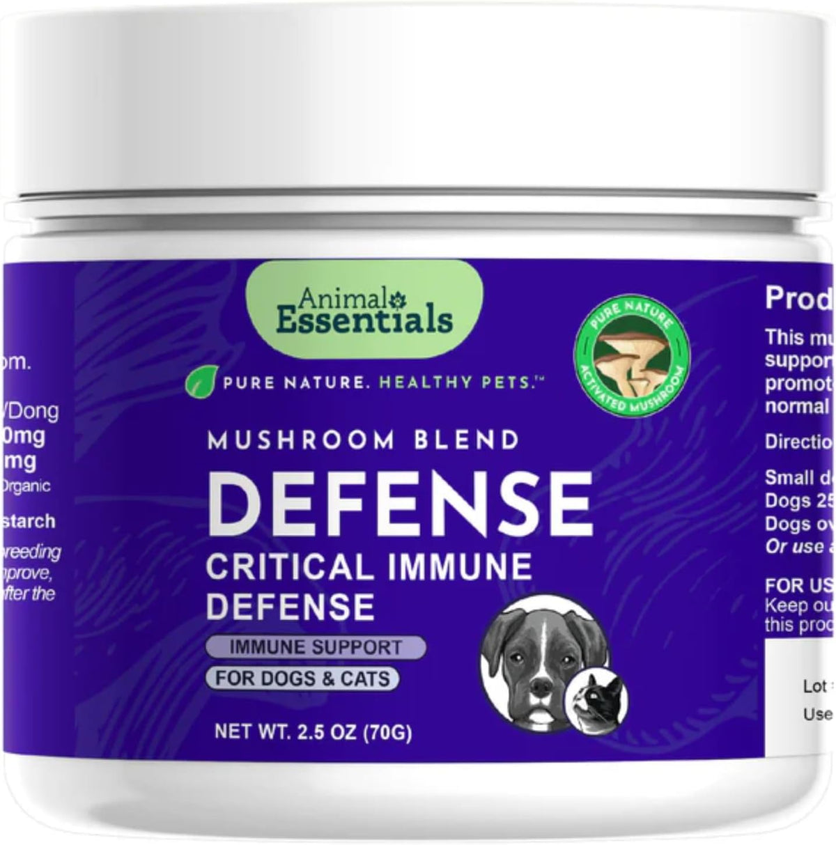 Animal Essentials Mushroom Blend Defense Immune Support for Dogs & Cats, 2.5-oz