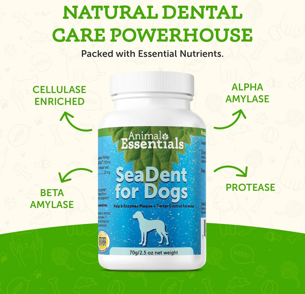 Animal Essentials Sea-Dent Anti-Plaque Powder for Dogs