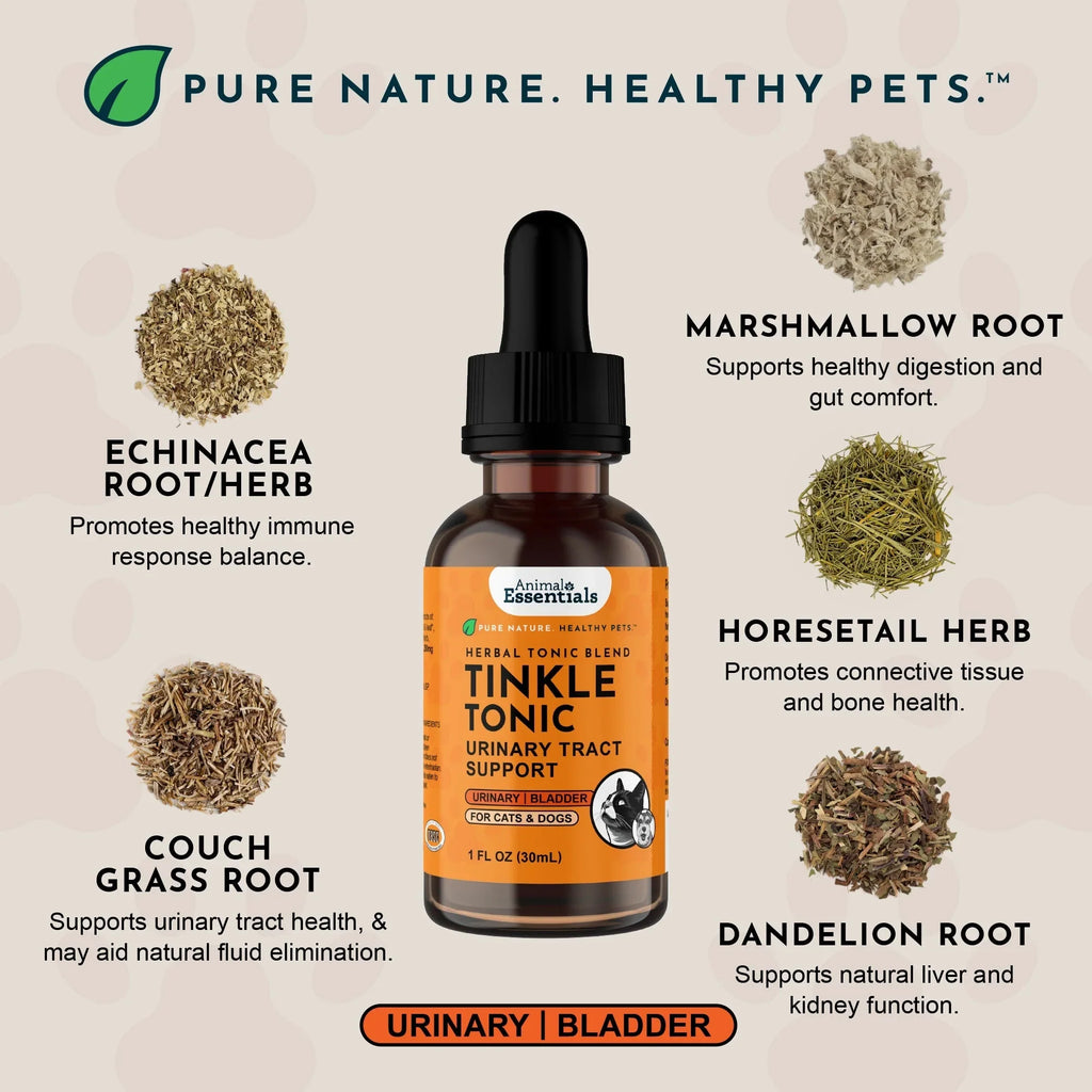Animal Essentials Tinkle Tonic Herbal Tonic to Support Urinary Tracts System for Dogs & Cats
