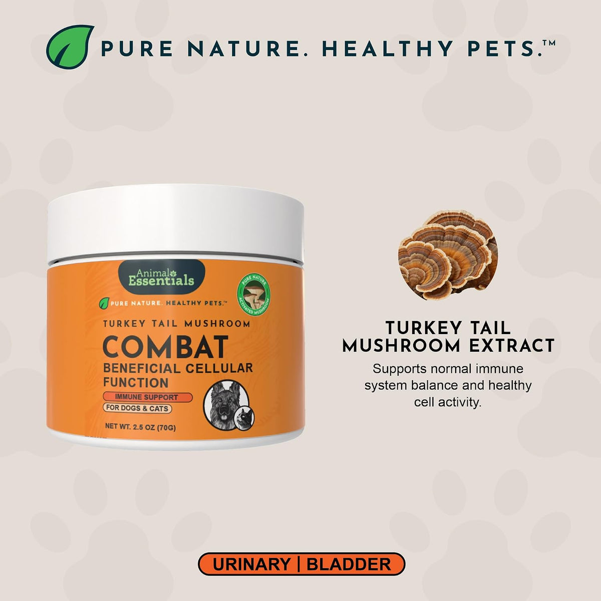 Animal Essentials Turkey Tail Mushroom Combat Immune Support for Dogs & Cats, 2.5-oz