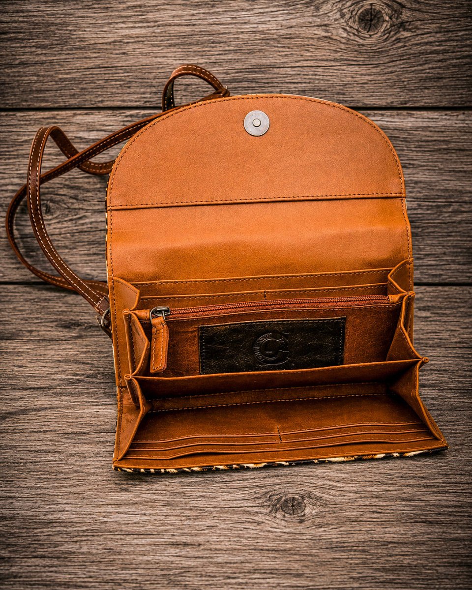 Arioso Tooled Leather Crossbody Wallet by Myra Bag