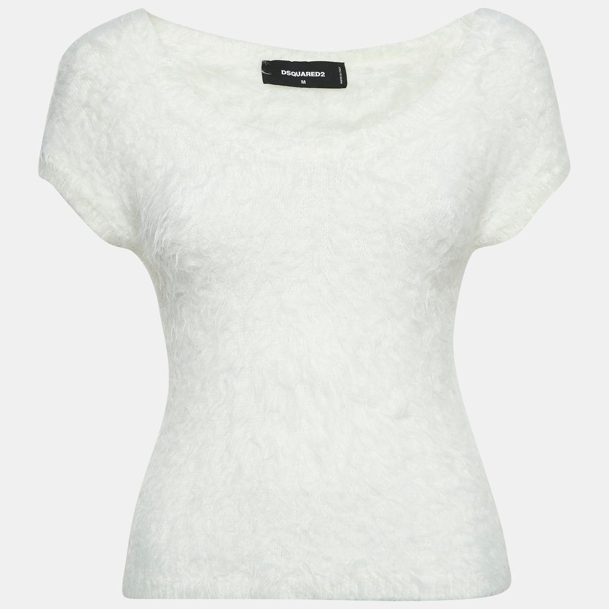 Dsquared2 White Textured Knit Crewneck Top