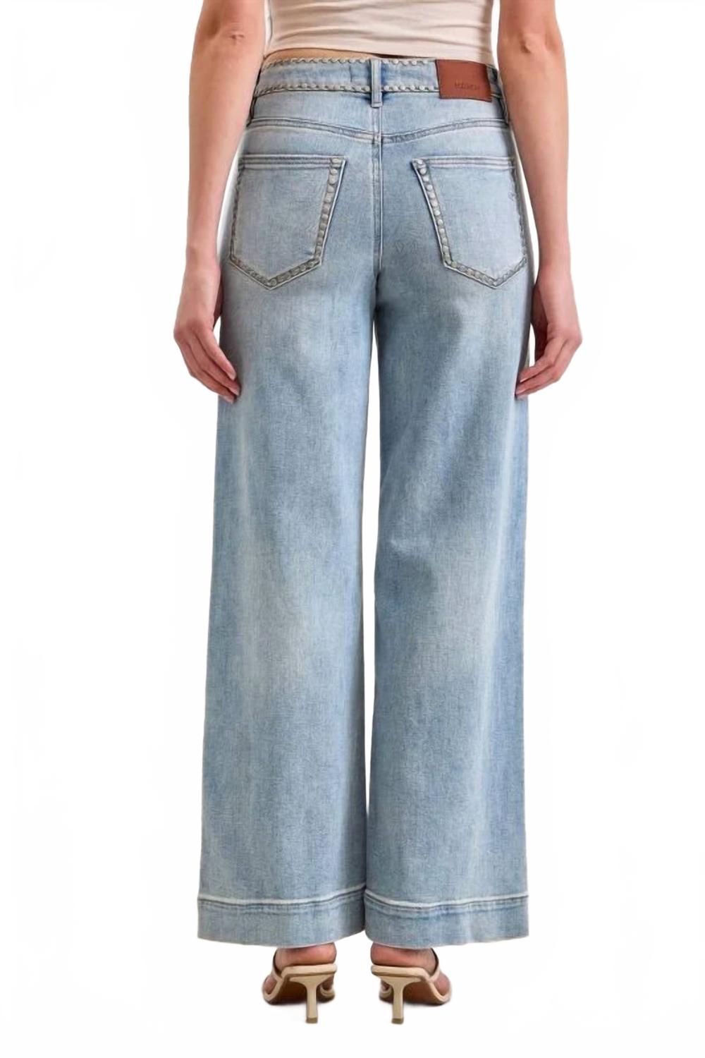 Studded Nori Wide Leg Jeans In Blue