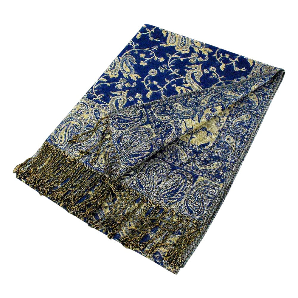 Paisley Pattern Fringe Pashmina Reversible Scarf Shawl
