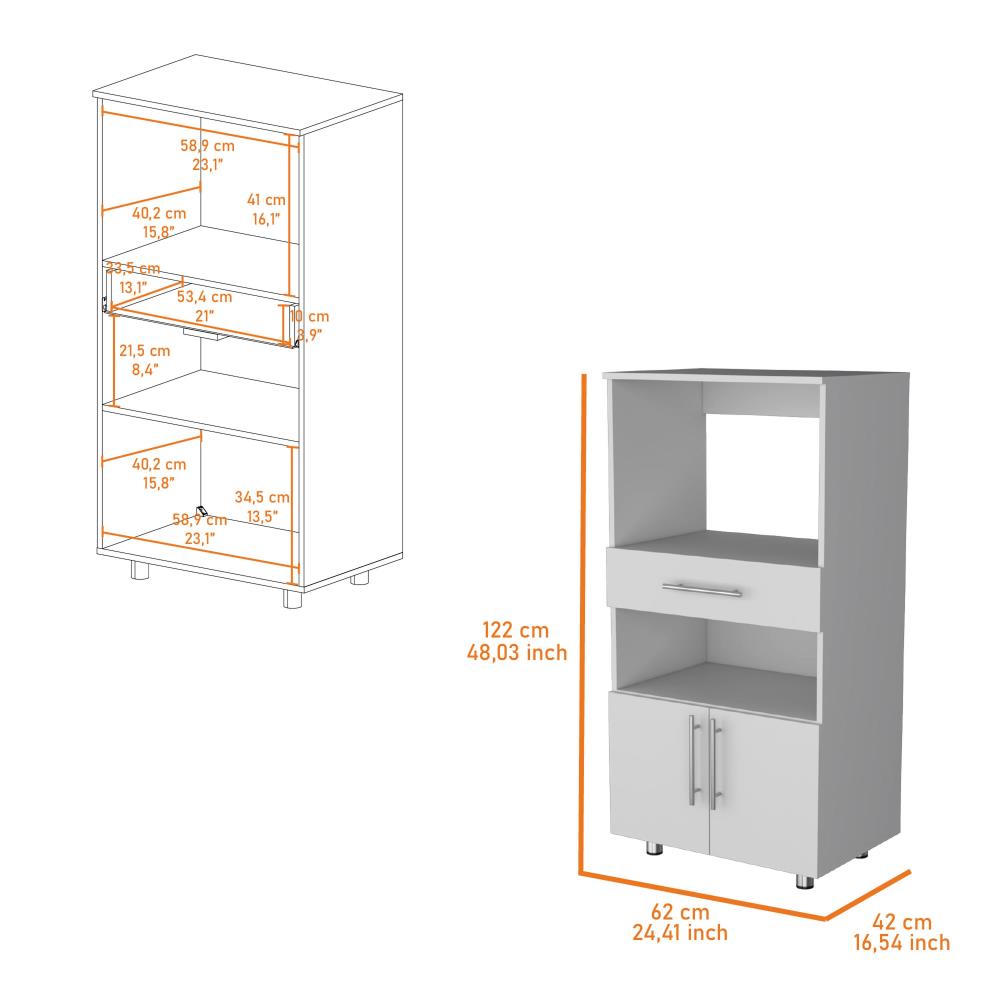 Microwave Cabinet with Drawer and Storage Shelves