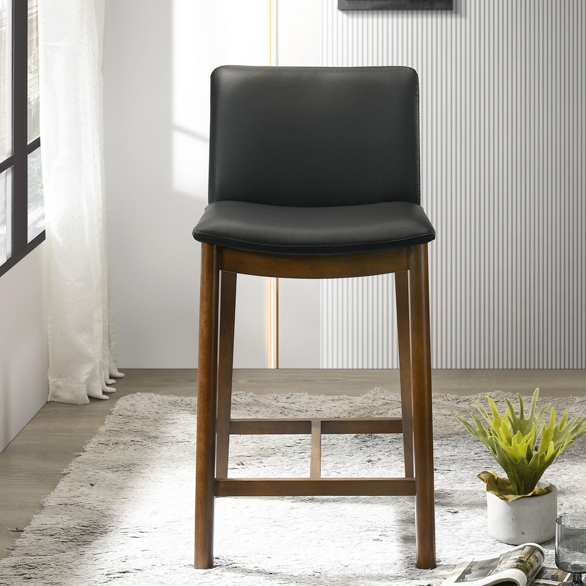 Contemporary Wood Frame Counter Chair