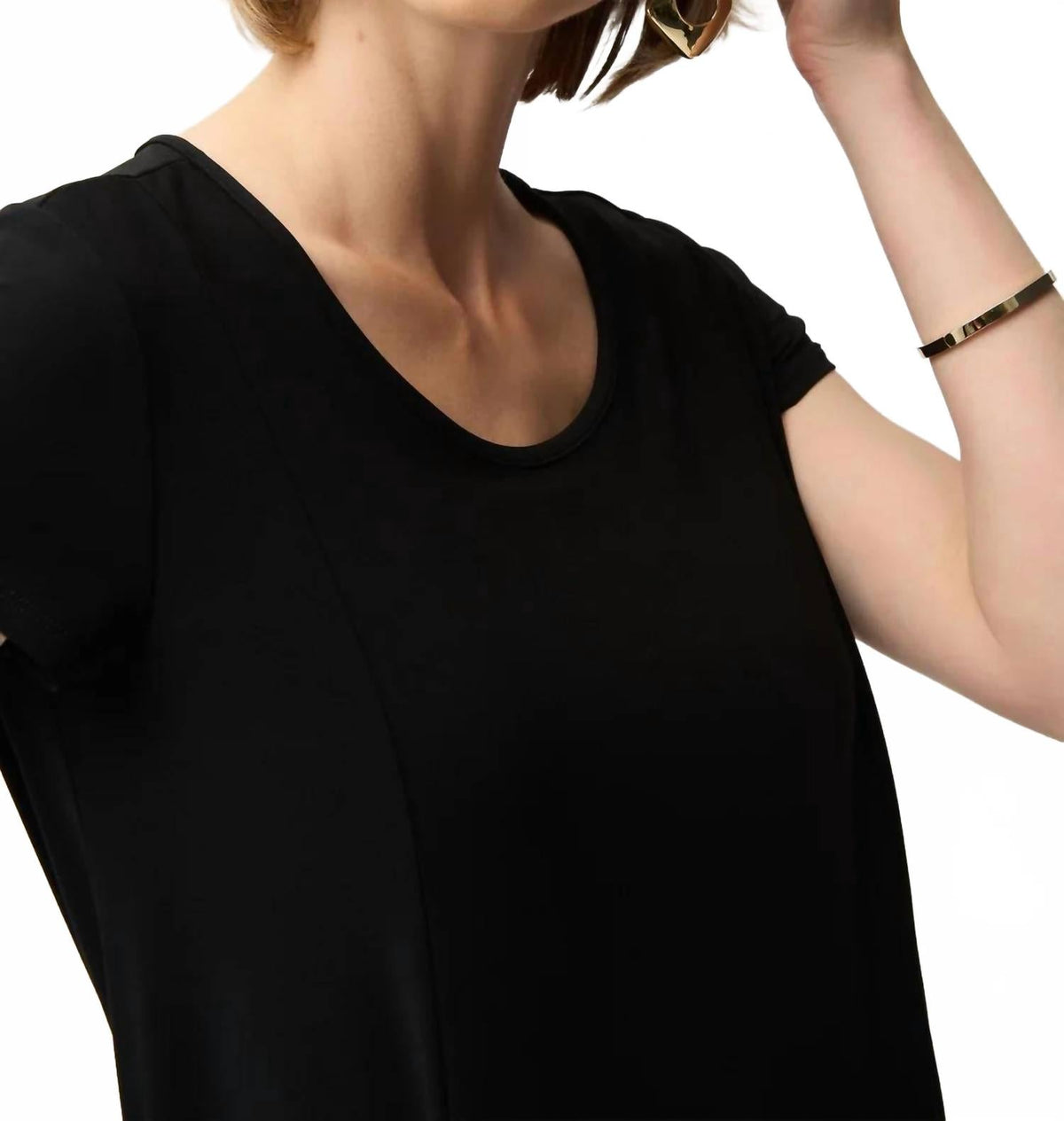Scoop Neck Handkerchief Tunic Top In Black
