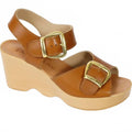 Women's Double Vision Platform Sandals In Honey Caramel