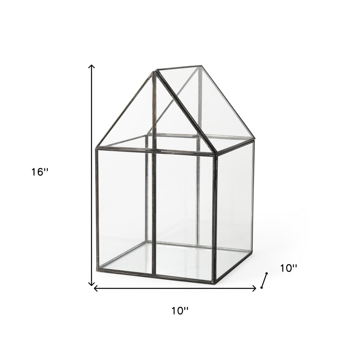 10" Black And Clear Glass And Metal Box