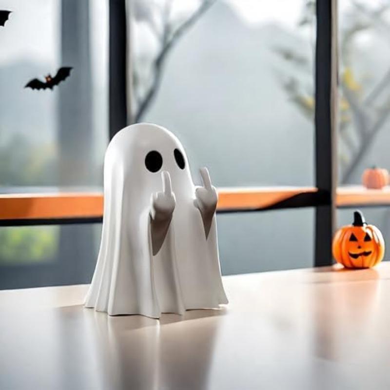 Cute Ghost Decoration, Spooky Resin Sculpture, Halloween Decoration for Indoor and Porch Decor