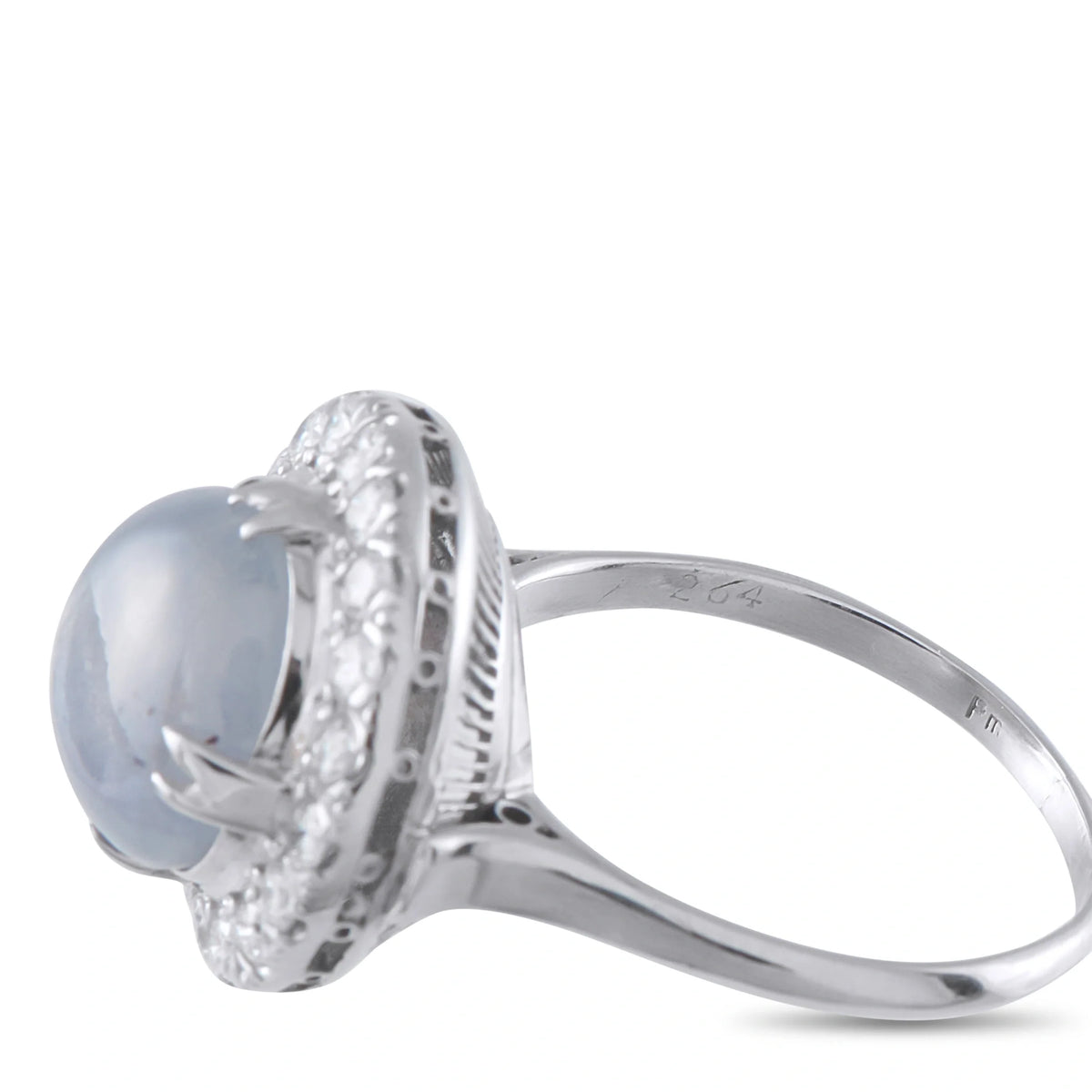 LB Exclusive Antique Platinum 0.50ct Diamond and Star Sapphire Halo Ring MF28-080426