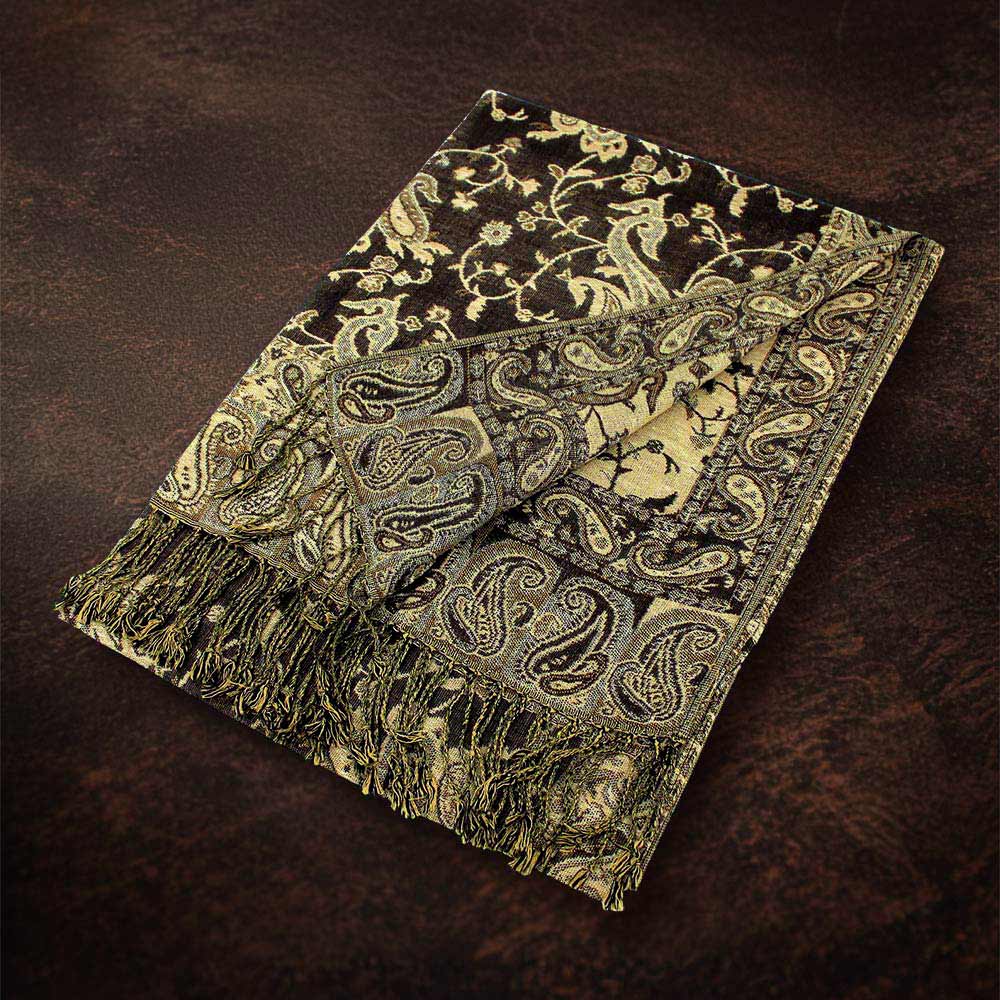 Paisley Pattern Fringe Pashmina Reversible Scarf Shawl
