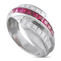 LB Exclusive Platinum 1.0ct Diamond and Ruby Crossover Band Ring MF13-080526