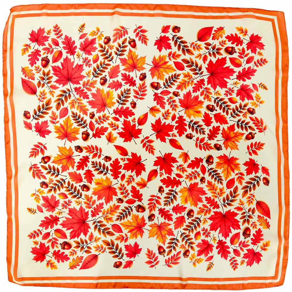 Autumn Foliage Acorn Pattern Print Square Scarf