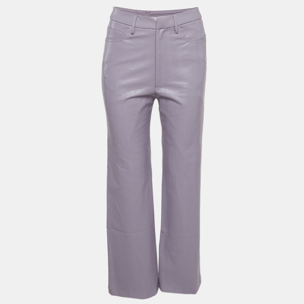 Rotate Birger Christensen Purple Leather High Waist Rotie Pants