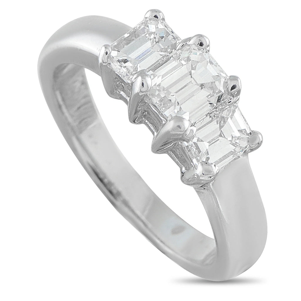 LB Exclusive 14K White Gold 1.64ct Diamond Three-Stone Ring MF19-080526