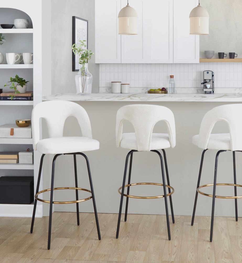 Swivel Counter Stools with Round Metal Footrest Rings