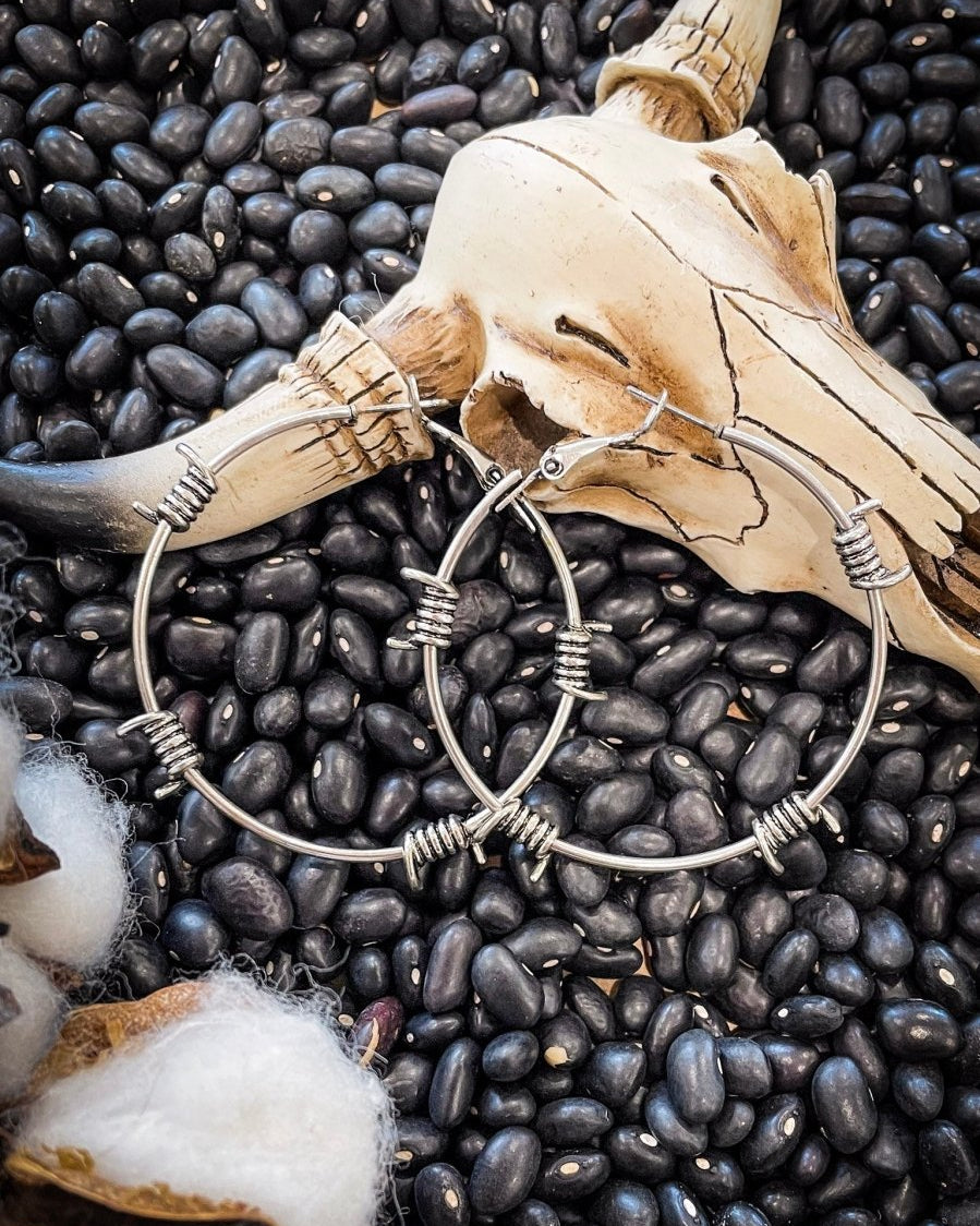 Barb Fashion Hoop Earrings in Silver