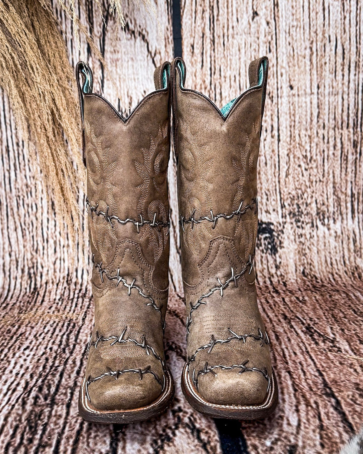 Barbed Trailblazer Square Toe Boots in Distressed Brown by Corral