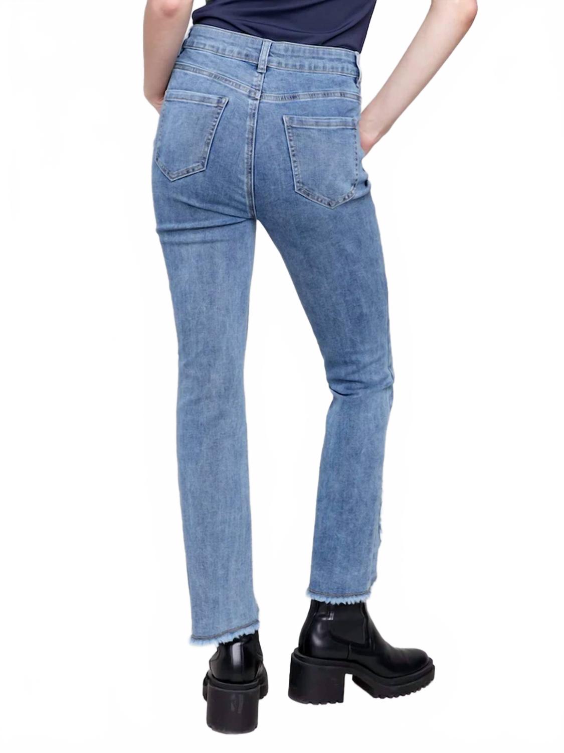 Straight Leg With An Asymmetrical Hem Jeans In Blue