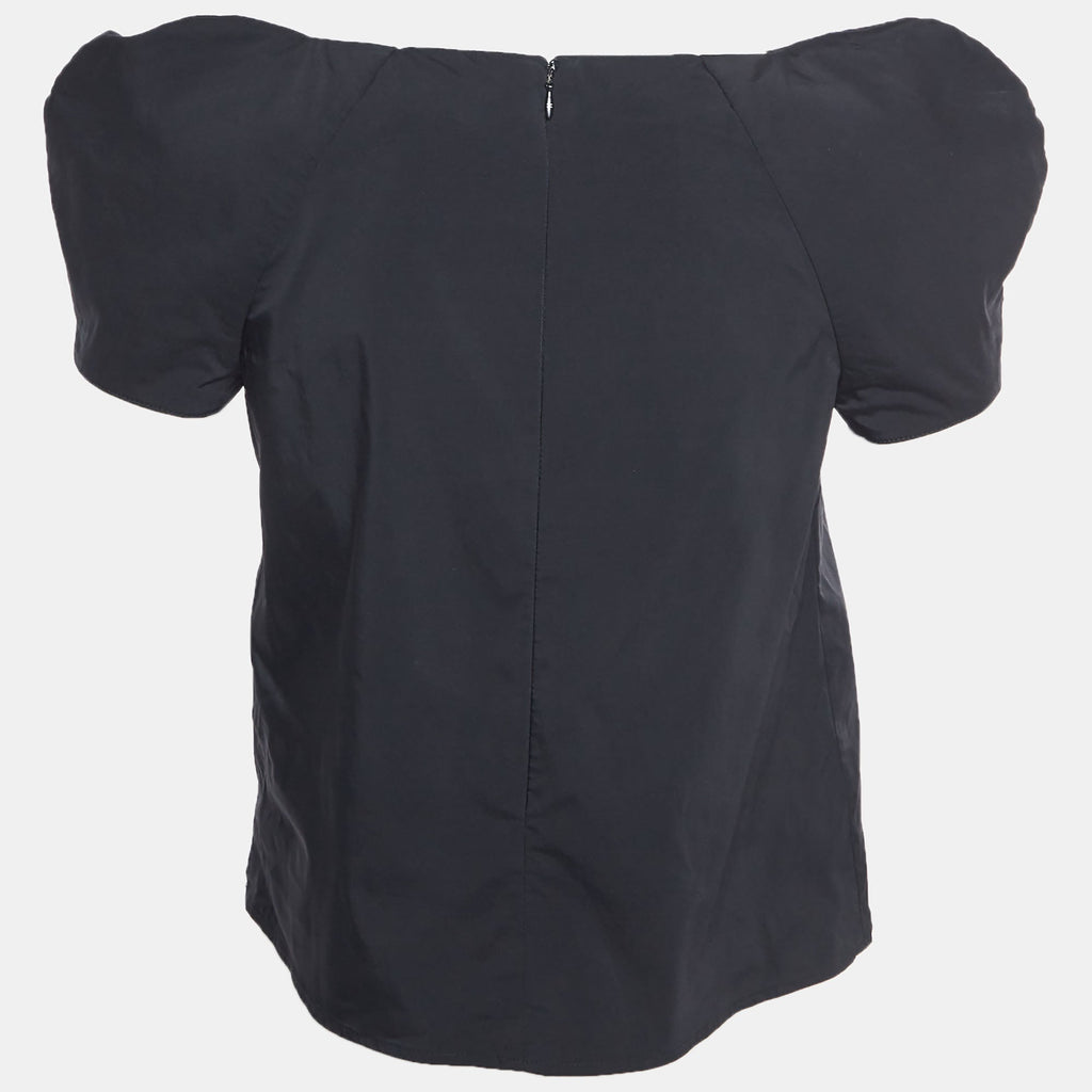 Elisabetta Franchi Black Stretch Crepe Short Sleeve Blouse