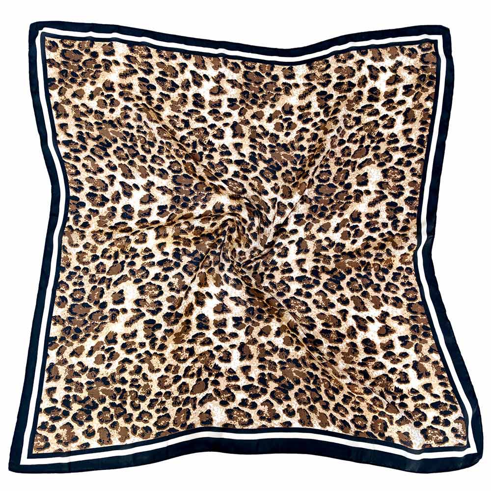 Framed Border Leopard Pattern Print Square Scarf