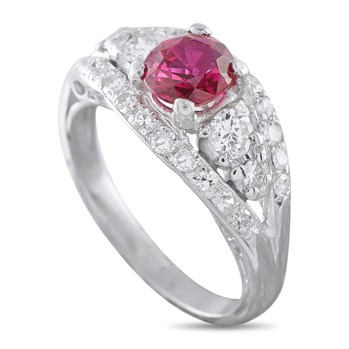 LB Exclusive Platinum 0.60ct Diamond Ruby Ring MF17-072826