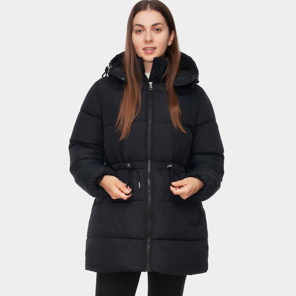 Rokka&Rolla Women's Cinched Waist Puffer Coat Wind Guard Winter Jacket