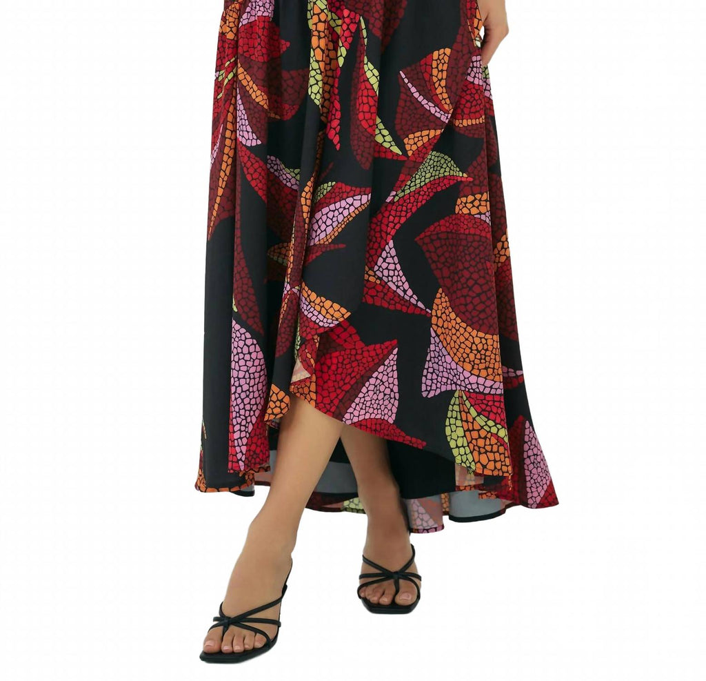Vicky Midi Wrap Skirt In Black Multi