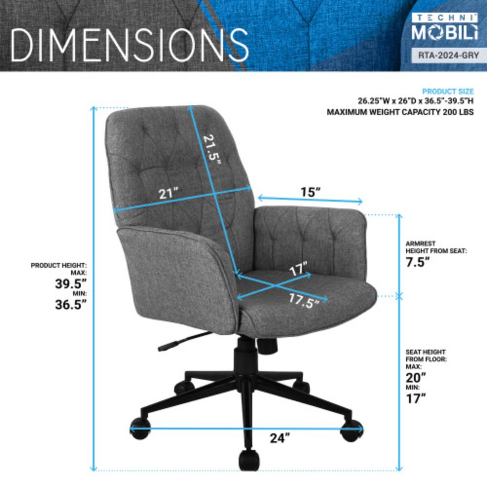 Modern Padded Office Chair with Armrests