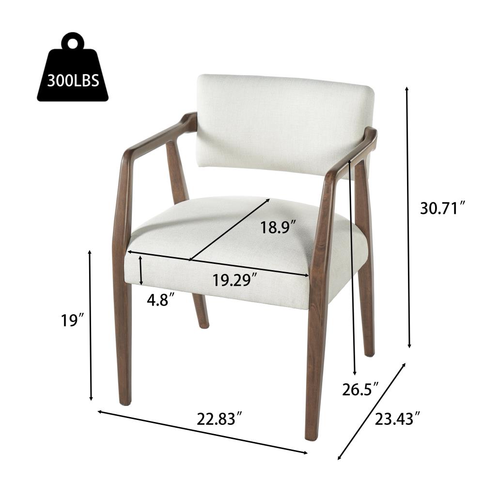 Mid-Century Upholstered Dining Chairs with Armrests and Solid Wood Frame
