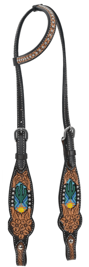 Beaded Cactus Breast Collar and Headstall - Pieces Sold Separate