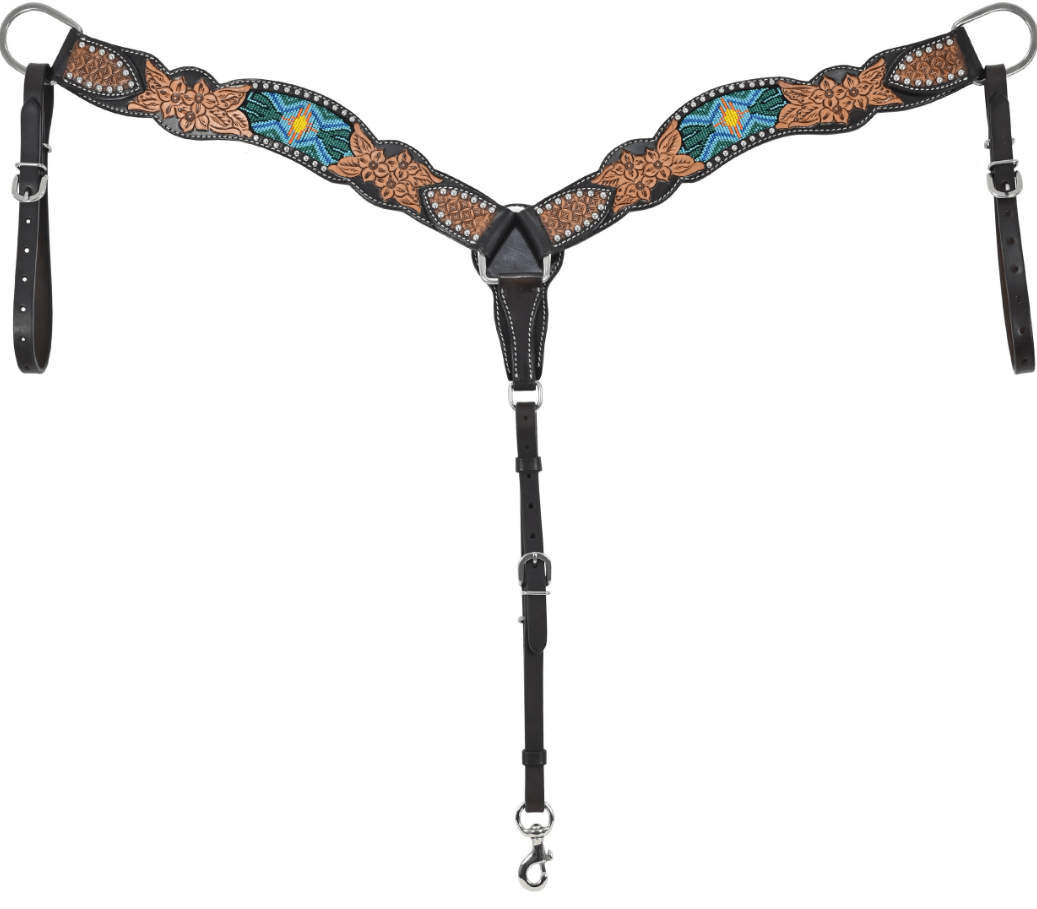 Beaded Cactus Breast Collar and Headstall - Pieces Sold Separate