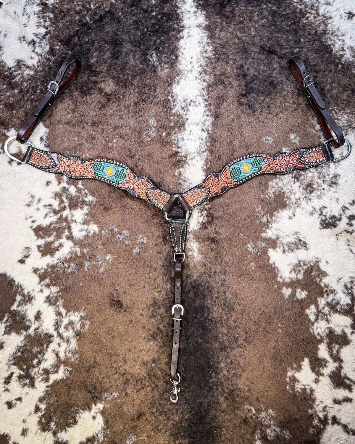 Beaded Cactus Breast Collar and Headstall - Pieces Sold Separate