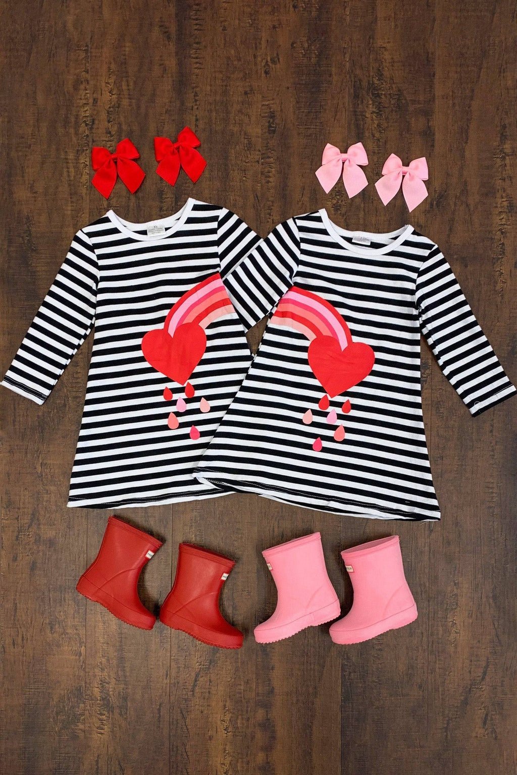 Best Friends Heart Rainbow Stripe Dress