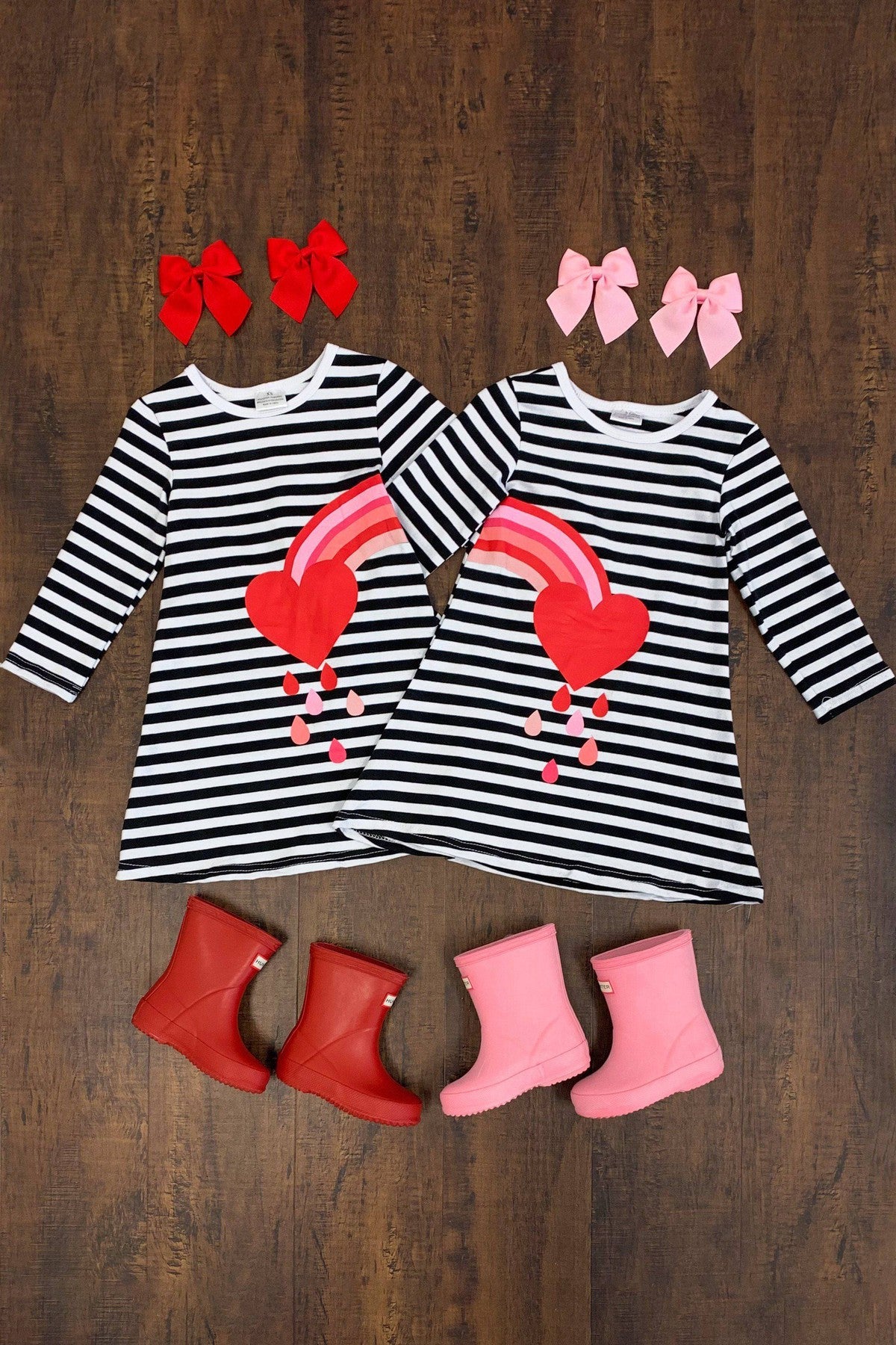 Best Friends Heart Rainbow Stripe Dress