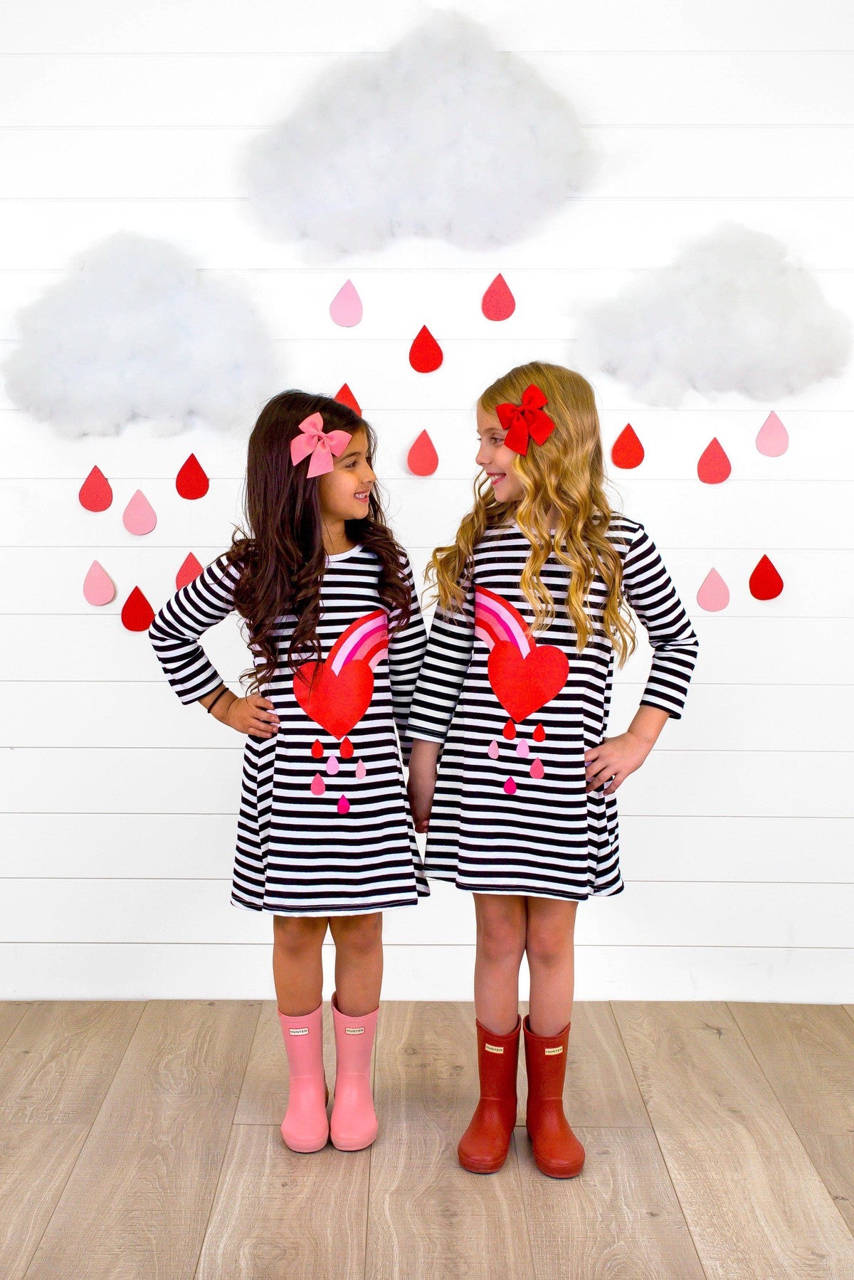 Best Friends Heart Rainbow Stripe Dress