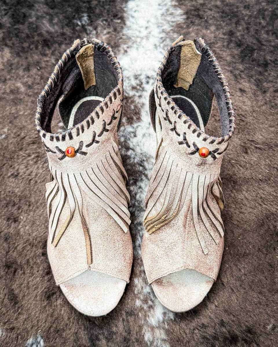 Bettina Closed Back Suede Mule Heel With Fringe by Roper