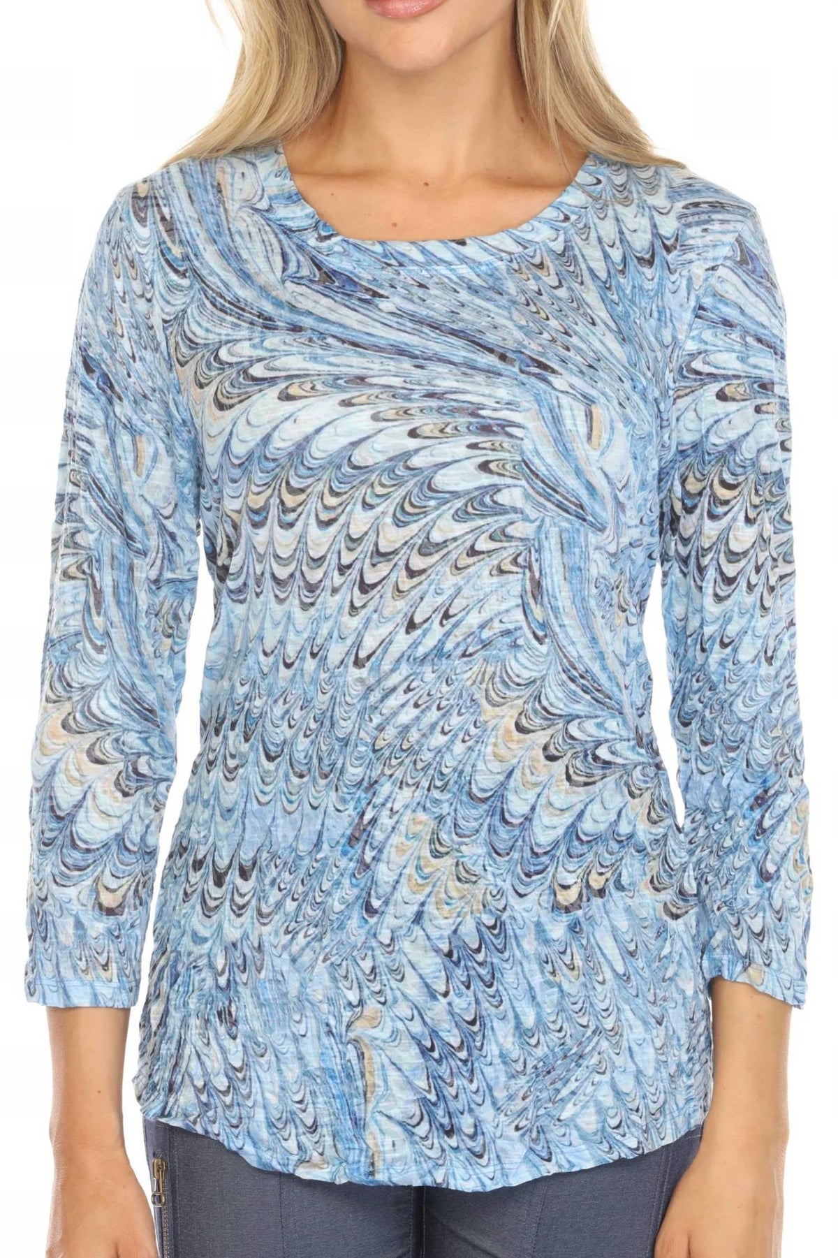 Round Neck Top In Ocean Splash