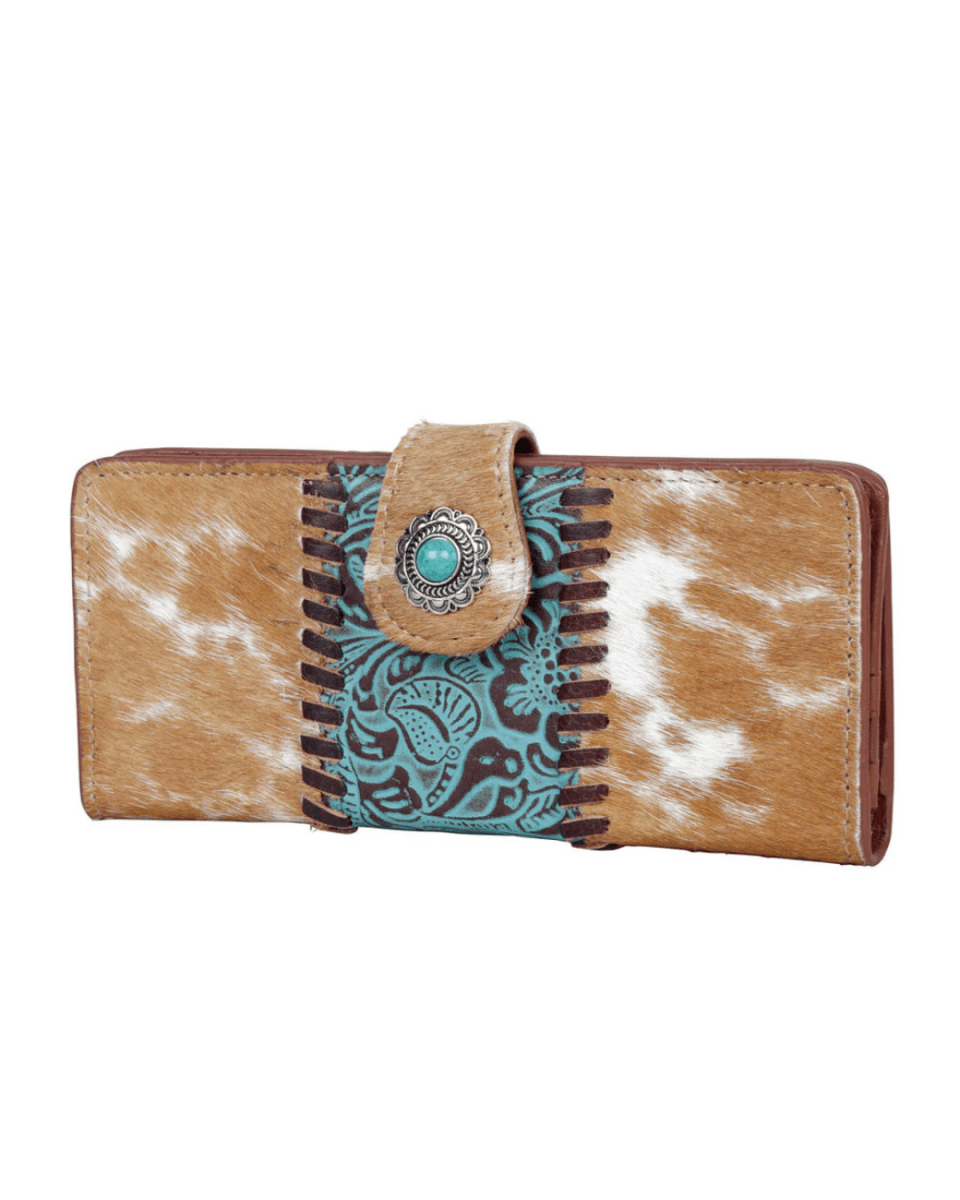 Bleu Hair-On Leather Wallet by Myra Bag