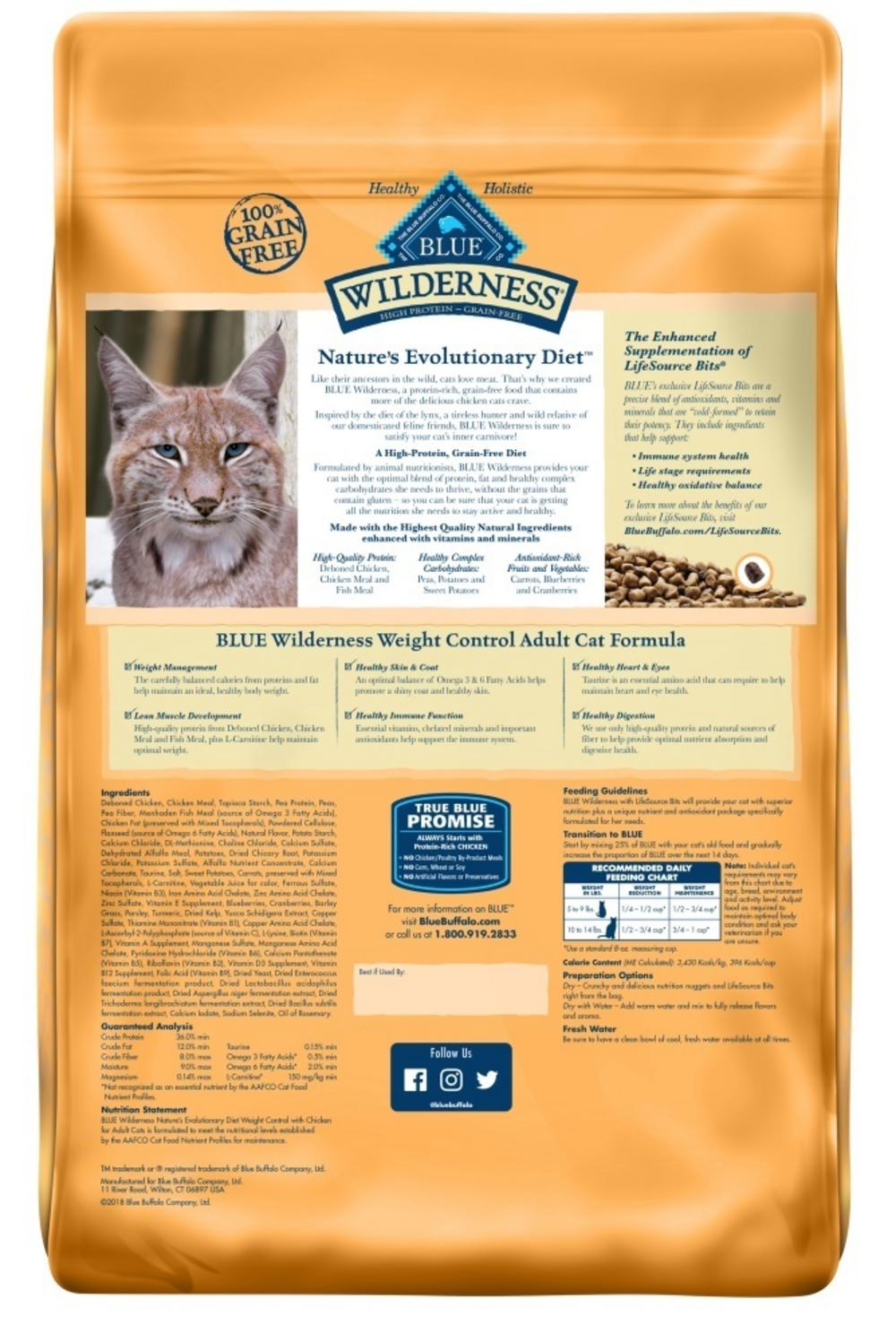 Blue Buffalo Wilderness High-Protein Grain-Free Adult Weight Control Chicken Recipe Dry Cat Food, 11-lb