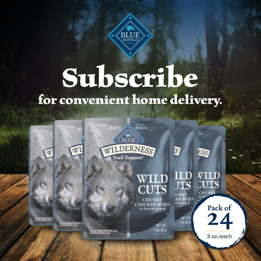Blue Buffalo Wilderness Trail Toppers Wild Cuts Chunky Chicken Bites in Hearty Gravy Wet Food Topper For Dogs (3 oz x 24 pouches)
