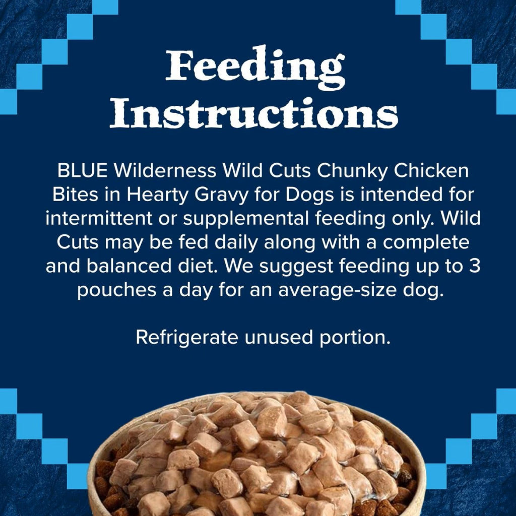 Blue Buffalo Wilderness Trail Toppers Wild Cuts Chunky Chicken Bites in Hearty Gravy Wet Food Topper For Dogs (3 oz x 24 pouches)