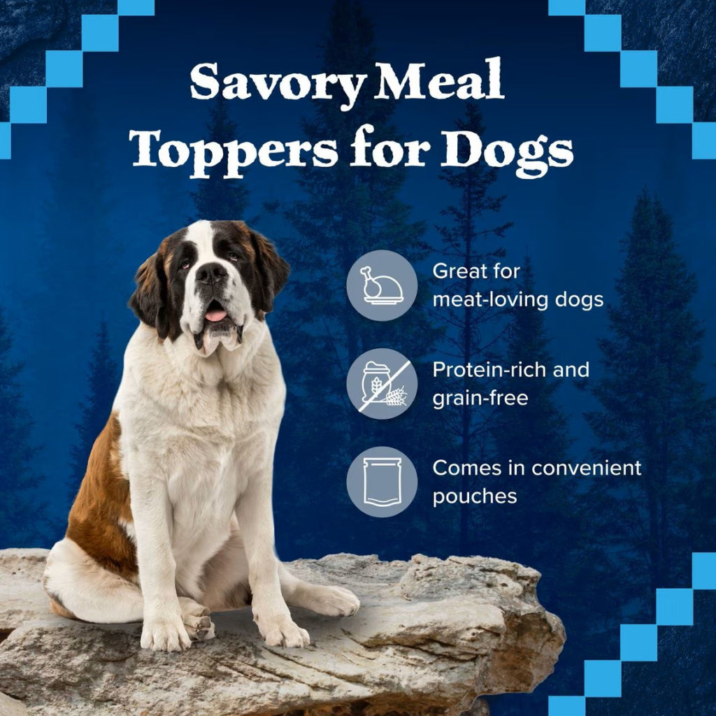 Blue Buffalo Wilderness Trail Toppers Wild Cuts Chunky Chicken Bites in Hearty Gravy Wet Food Topper For Dogs (3 oz x 24 pouches)