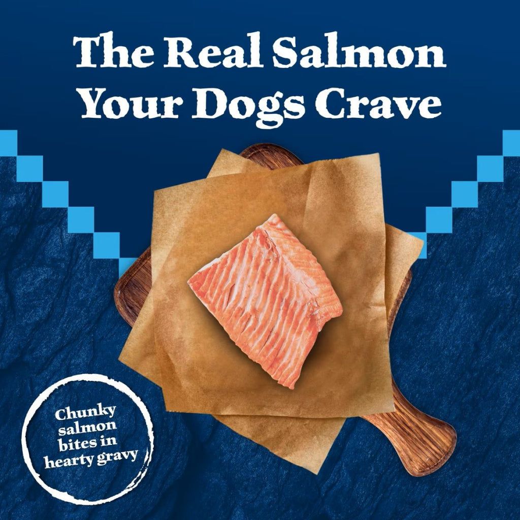 Blue Buffalo Wilderness Trail Toppers Wild Cuts Chunky Salmon Bites in Hearty Gravy Wet Food Topper For Dogs (3 oz x 24 pouches)