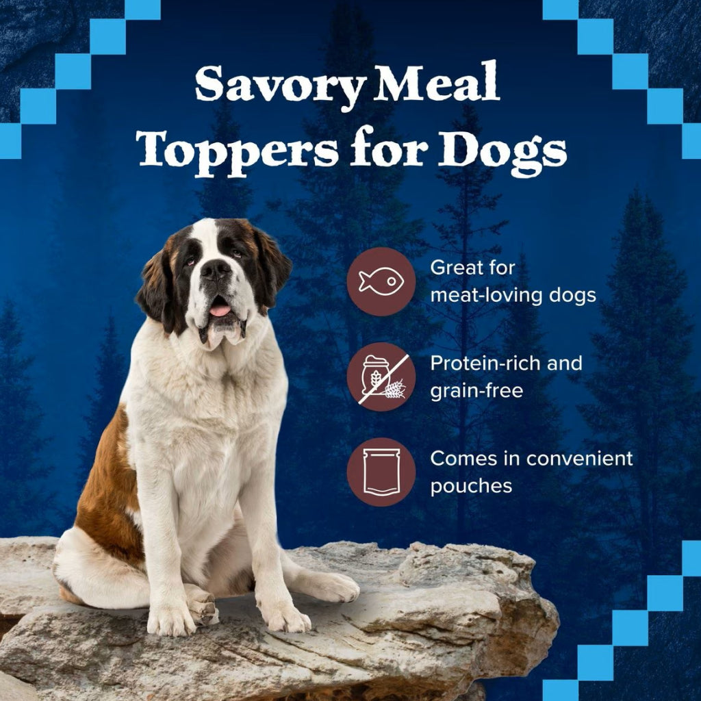 Blue Buffalo Wilderness Trail Toppers Wild Cuts Chunky Salmon Bites in Hearty Gravy Wet Food Topper For Dogs (3 oz x 24 pouches)